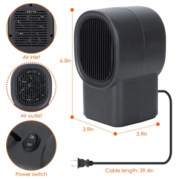 400W Portable Electric Space Heater Mini Desktop Fan Heater Personal Small Space Heater For Home Office