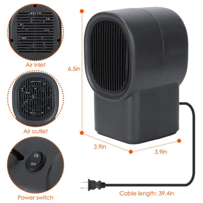 400W Portable Electric Space Heater Mini Desktop Fan Heater Personal Small Space Heater For Home Office