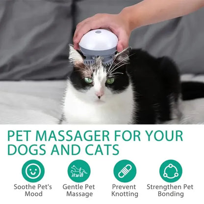 Pet Massager, Pet Scalp Massager, Handheld Electric Cat Massager, Dog Massager, 4 Rotating Massage Heads, Relax Muscles, Cat And Dog Scalp Massager, Pet Gift