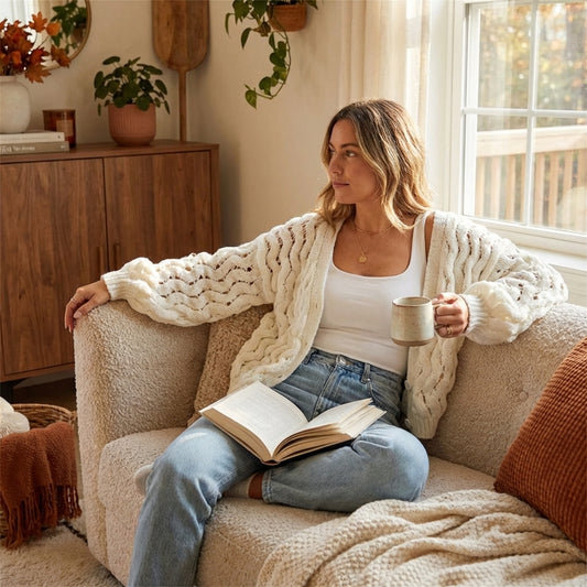 Brittany Bubble Knit Cardigan Chunky Oversized Autumn Layering Sweater